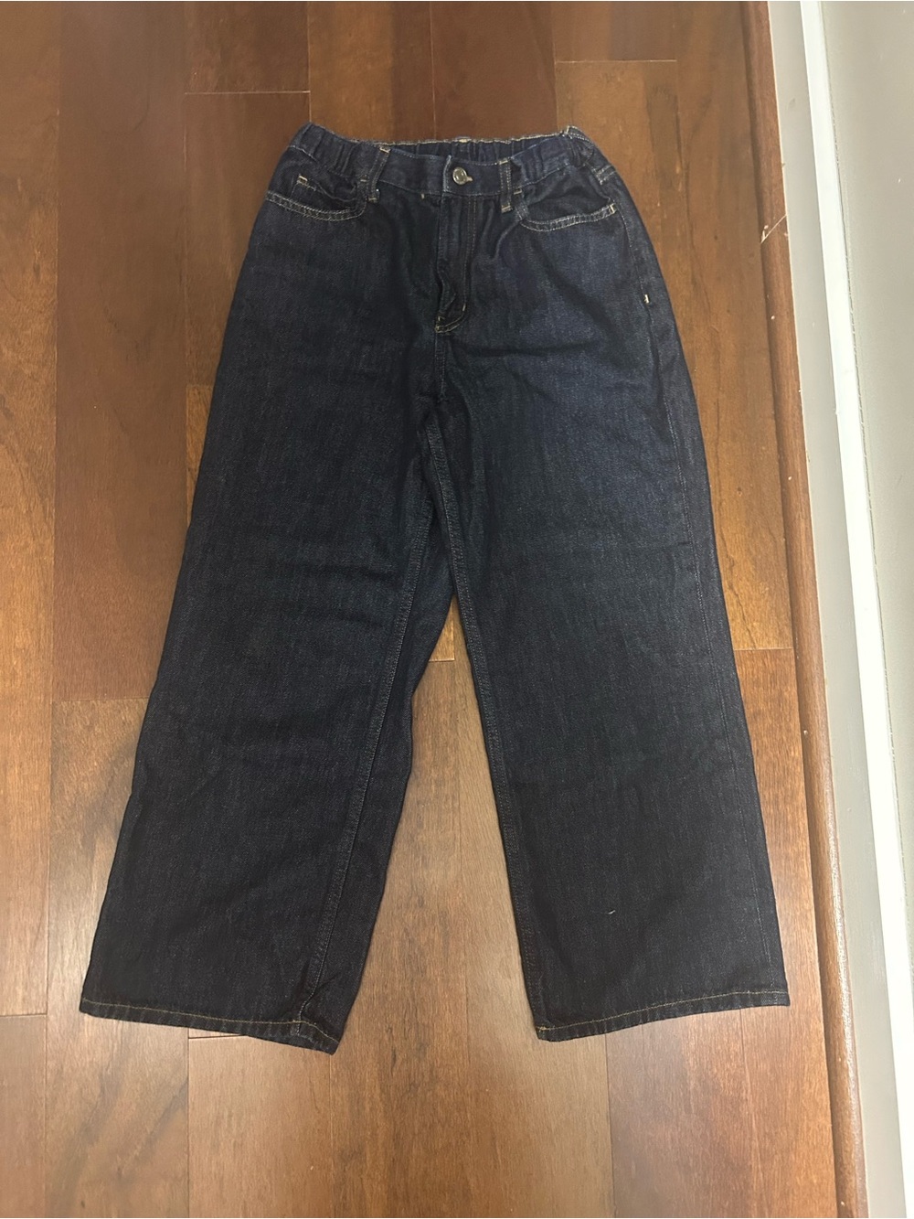 Uniqlo Kids Size 11-12 Darkwash Dark Wash Cotton Minimal Wide Leg Trouser Pants